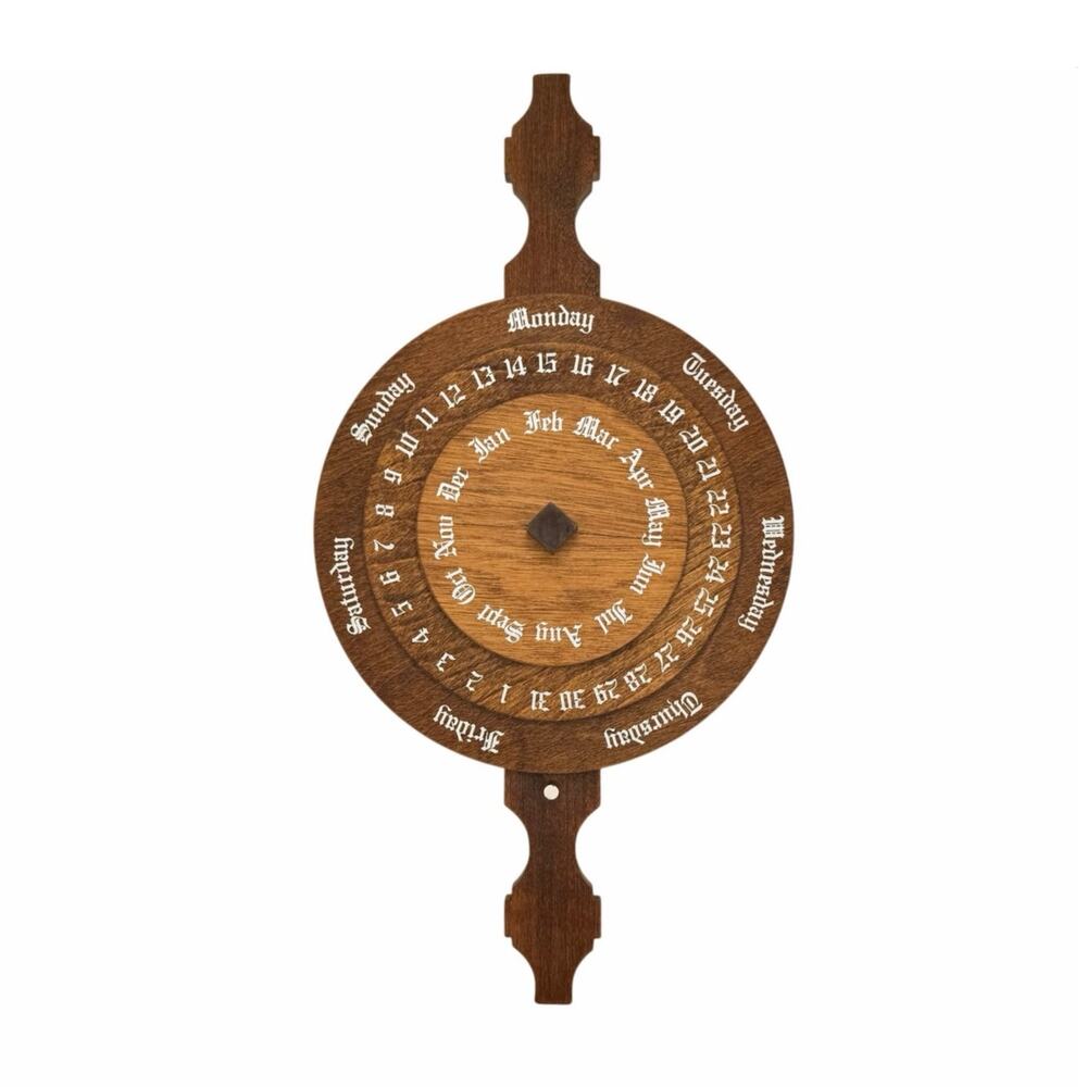 Vintage Primitive Swiss Crafts Folk Perpetual Wood Perpetual Rotating Calendar